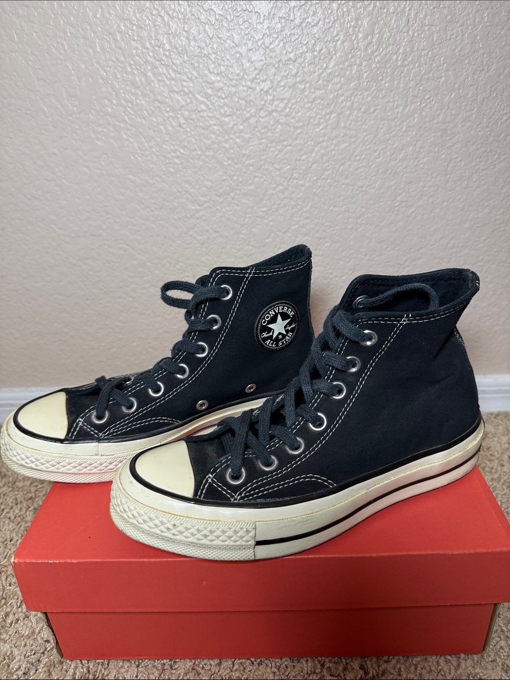 Converse High Top Sneakers - Black with Cream Accents